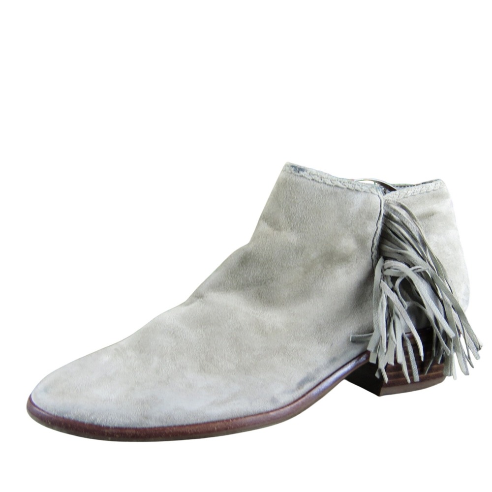 Sam Edelman Paige Women 7 Tan Suede Fringe Ankle Boots Western Side Zip